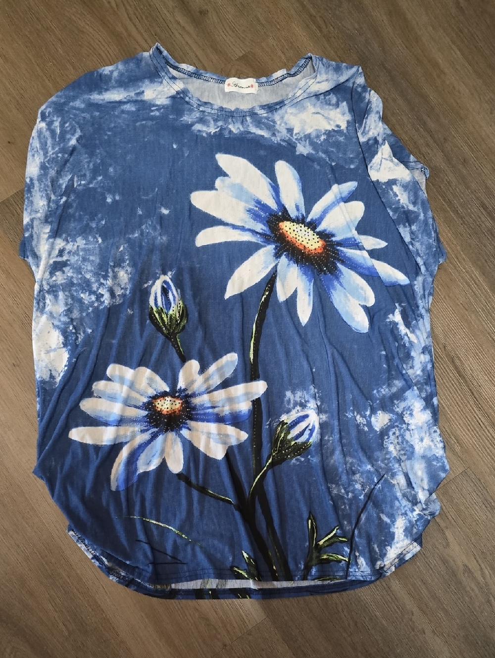 Blue Floral Short Sleeve Women’s Top